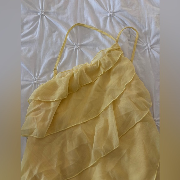 Yellow Ruffled Mini Dress - Picture 2 of 3